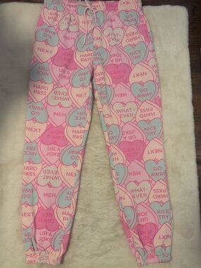 Pink Pastel Heart-Print Joggers